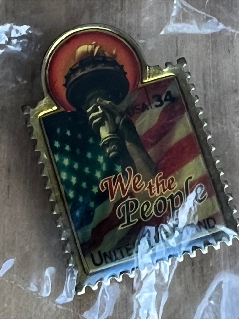 We the People United We Stand Patriotic Commemorative Stamp USPS Hat Jacket Pin